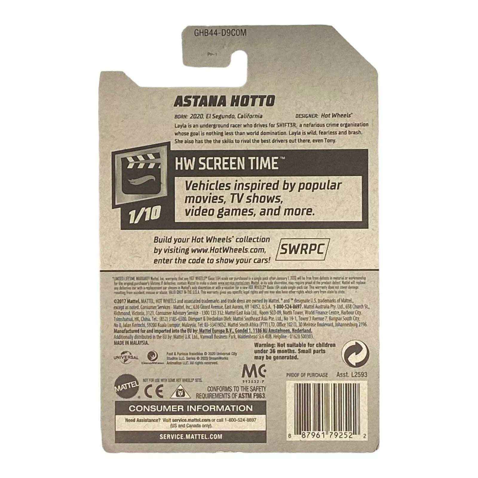 Hot Wheels Astana Hotto - Fast & Furious Spy Racers - Screen Time Series 1/10