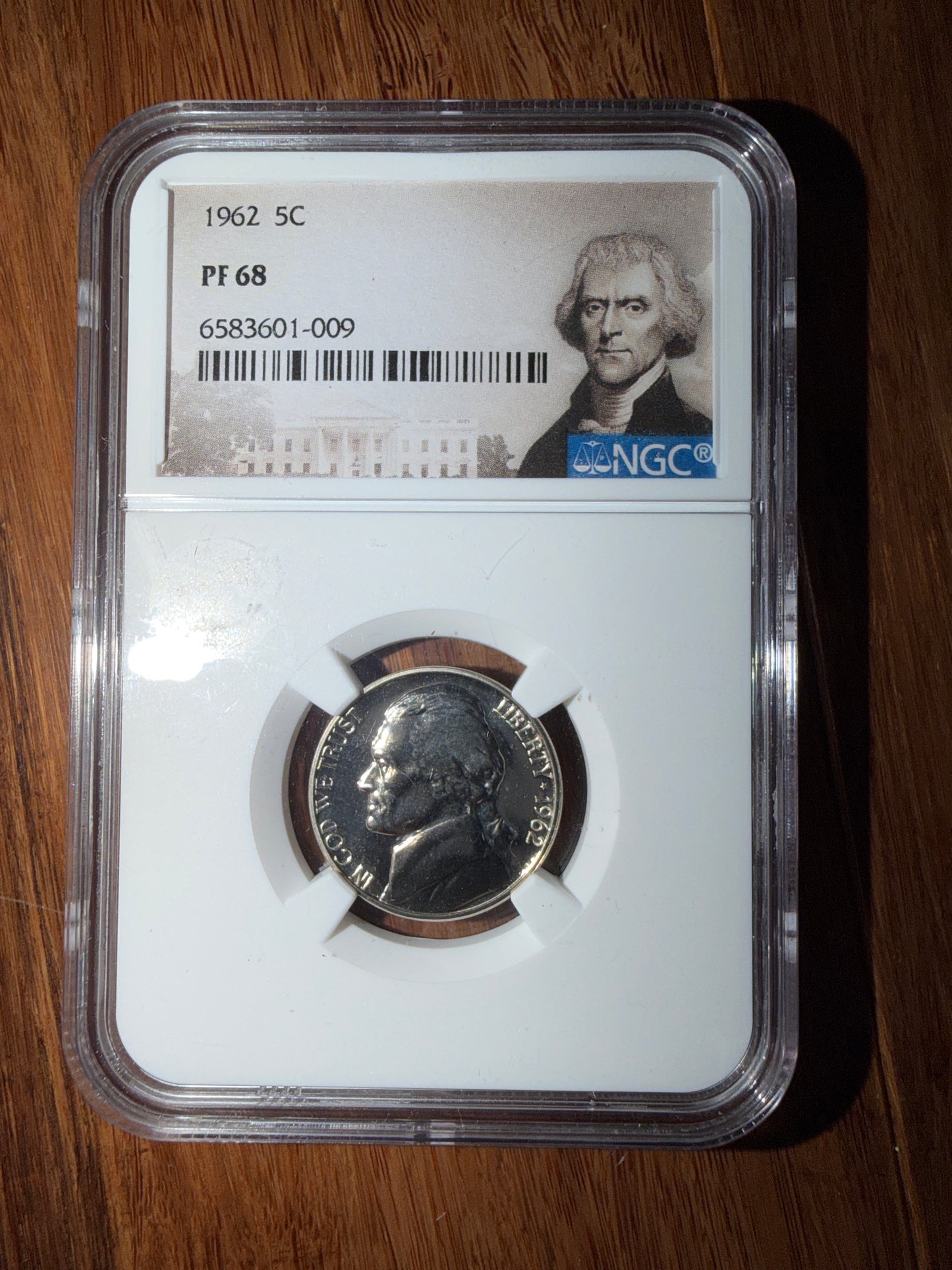 1962 5c Jefferson Nickel PF 68