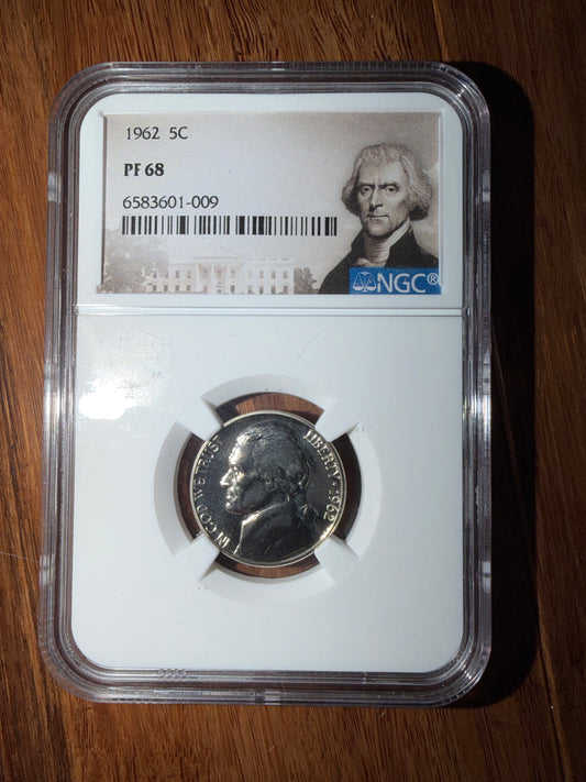 1962 5c Jefferson Nickel PF 68