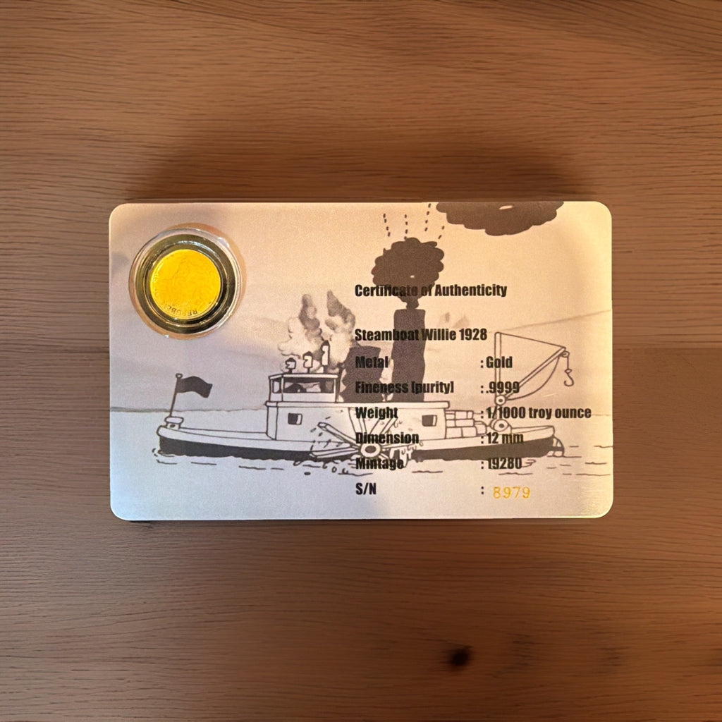 Steamboat Willie 1/1000 Gold Coin Mickey Mouse Card1