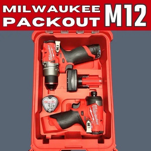 Milwaukee Packout Insert For M12 Impact, Drill, Batteries, and Airtag (8435)6