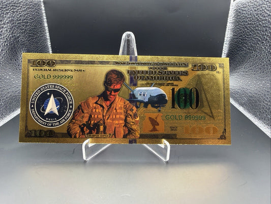 24k Gold Foil Plated United States Military Space Force Banknote0