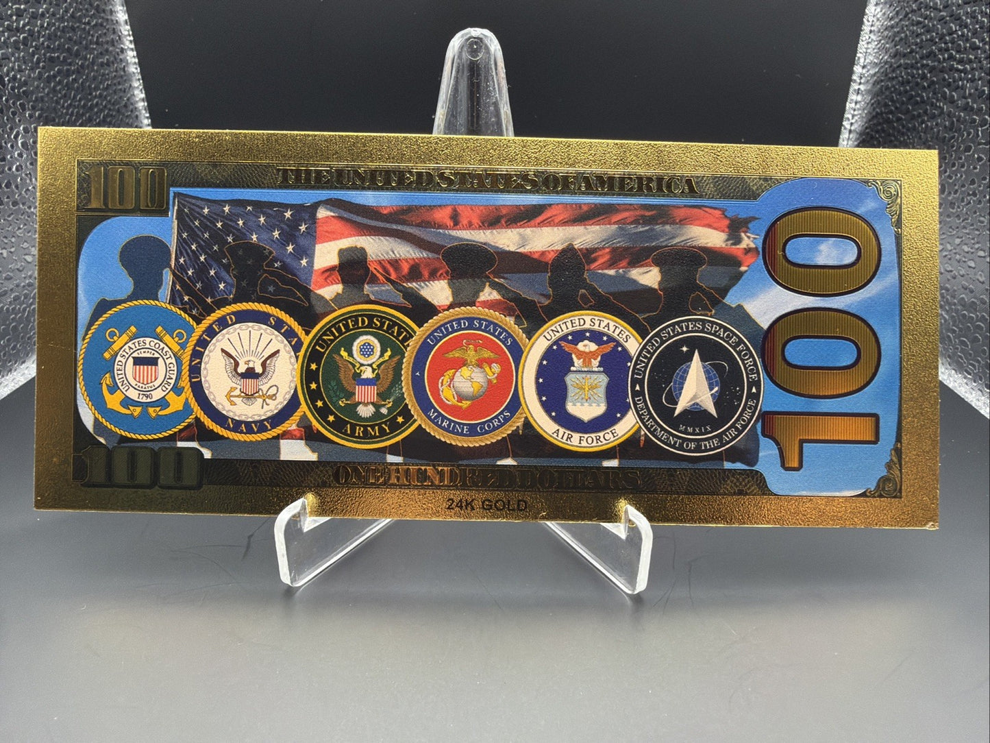 24k Gold Foil Plated United States Military Space Force Banknote1