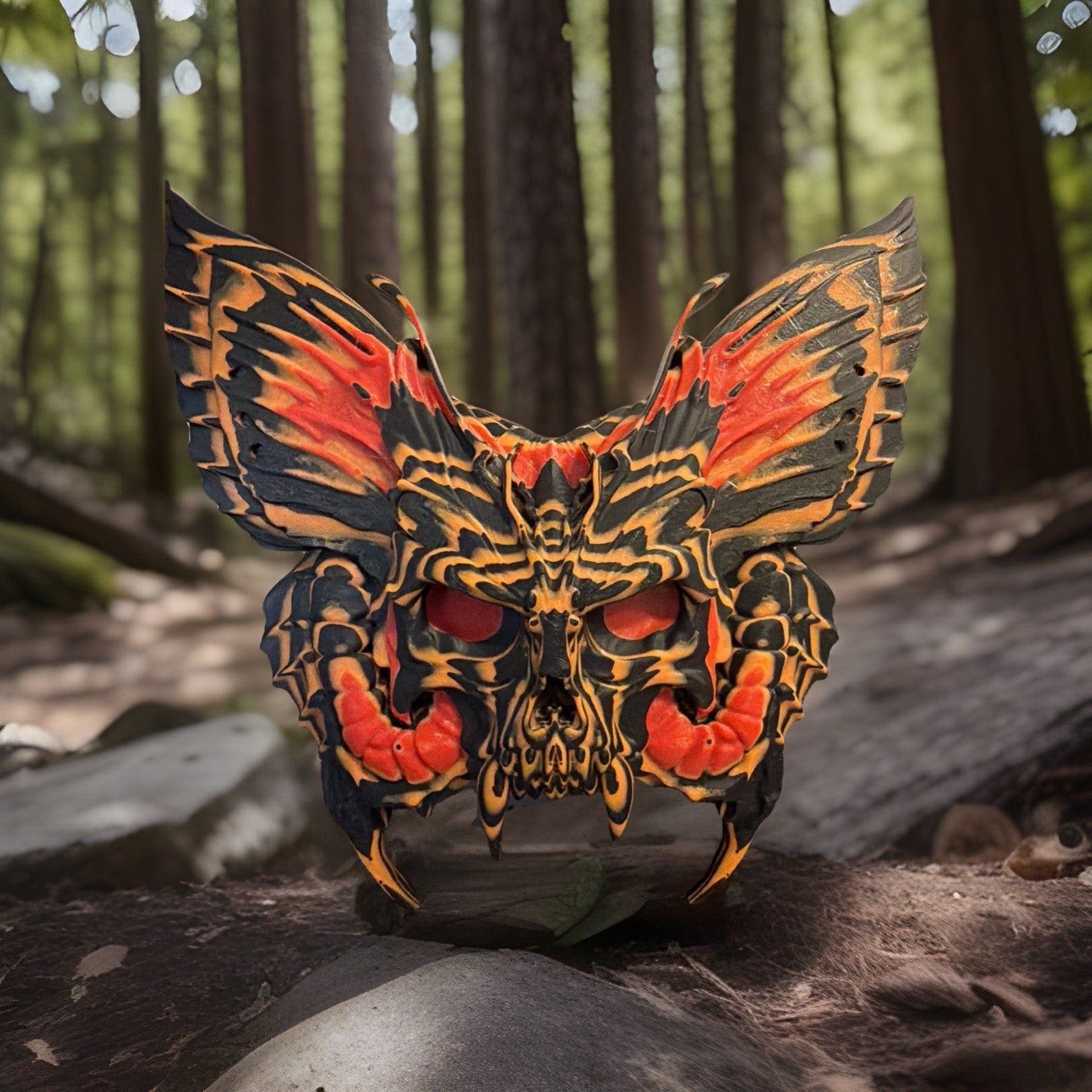 Fire burst Butterfly-skeleton face wall decor 3D Print1