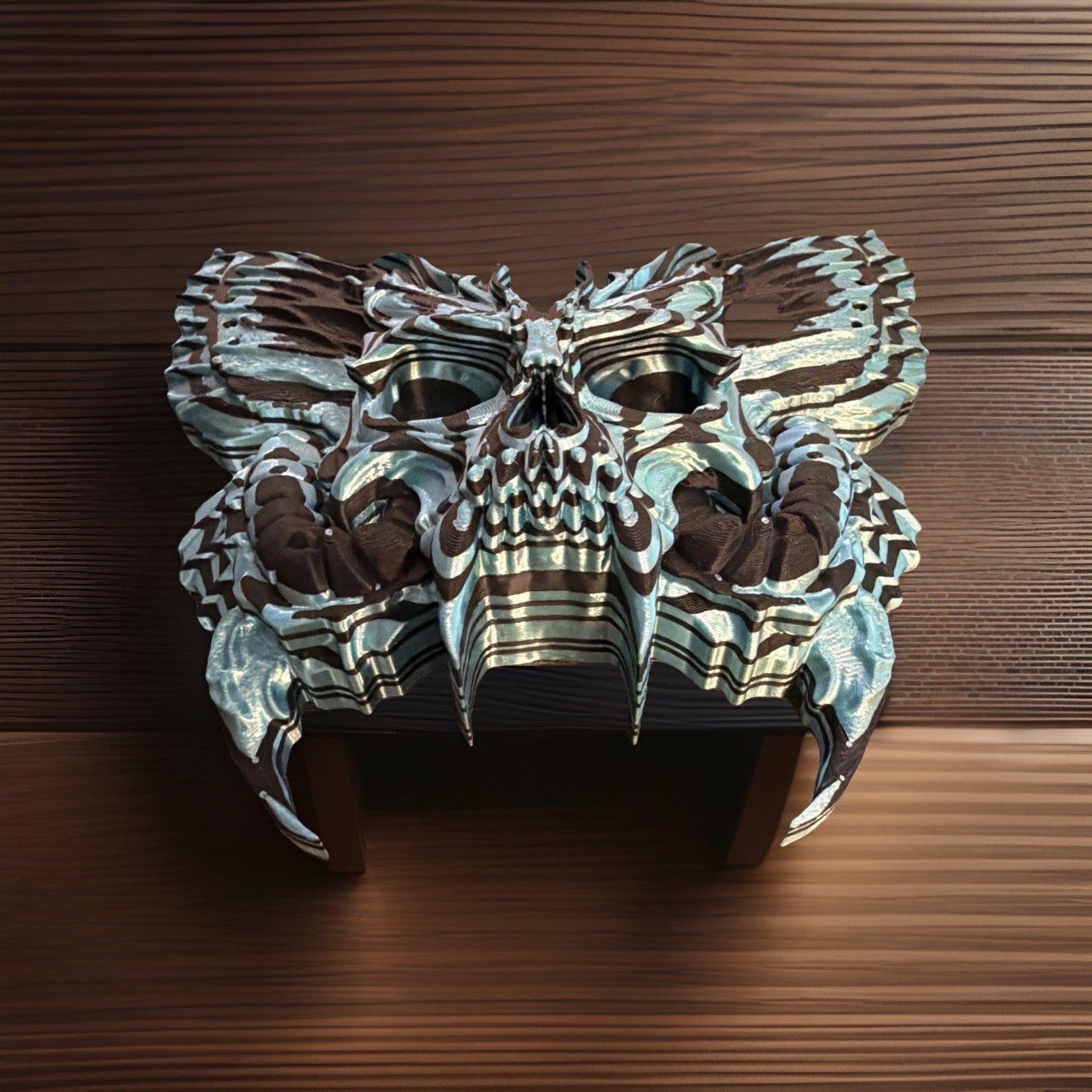 Teal Black Butterfly-skeleton face wall decor 3D Print1