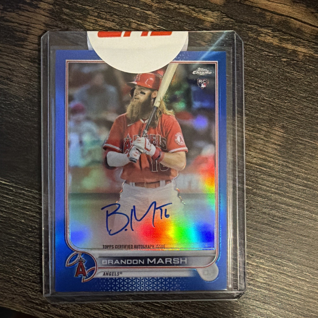 2022 Topps Chrome Brandon Marsh Blue Rookie RC On-Card Auto /150 Topps Seal 0