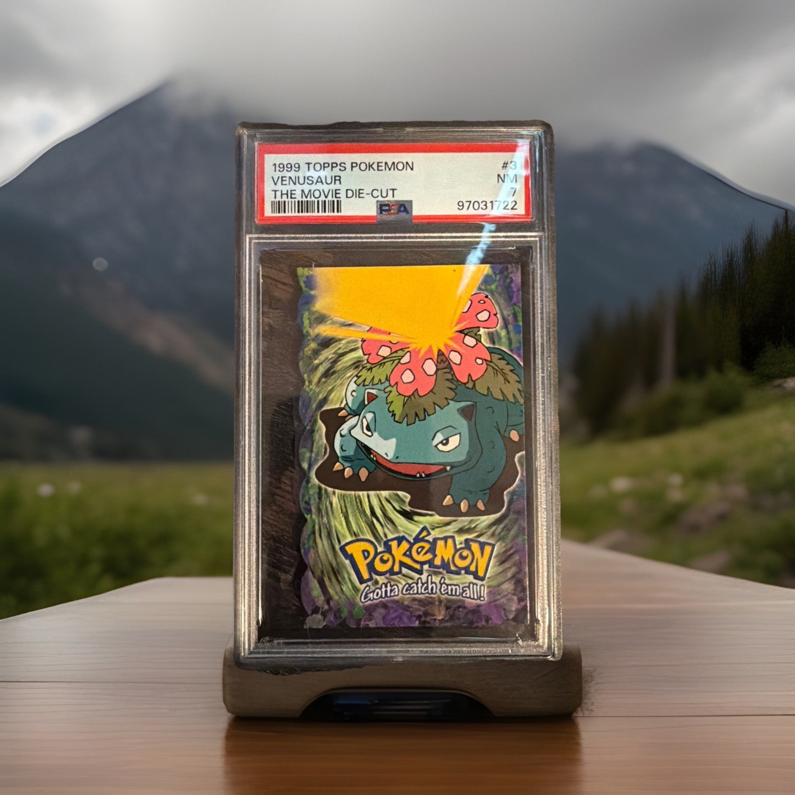 Venusaur #E3/12 PSA 7 1999 Topps Pokemon Movie Edition Blue Logo0