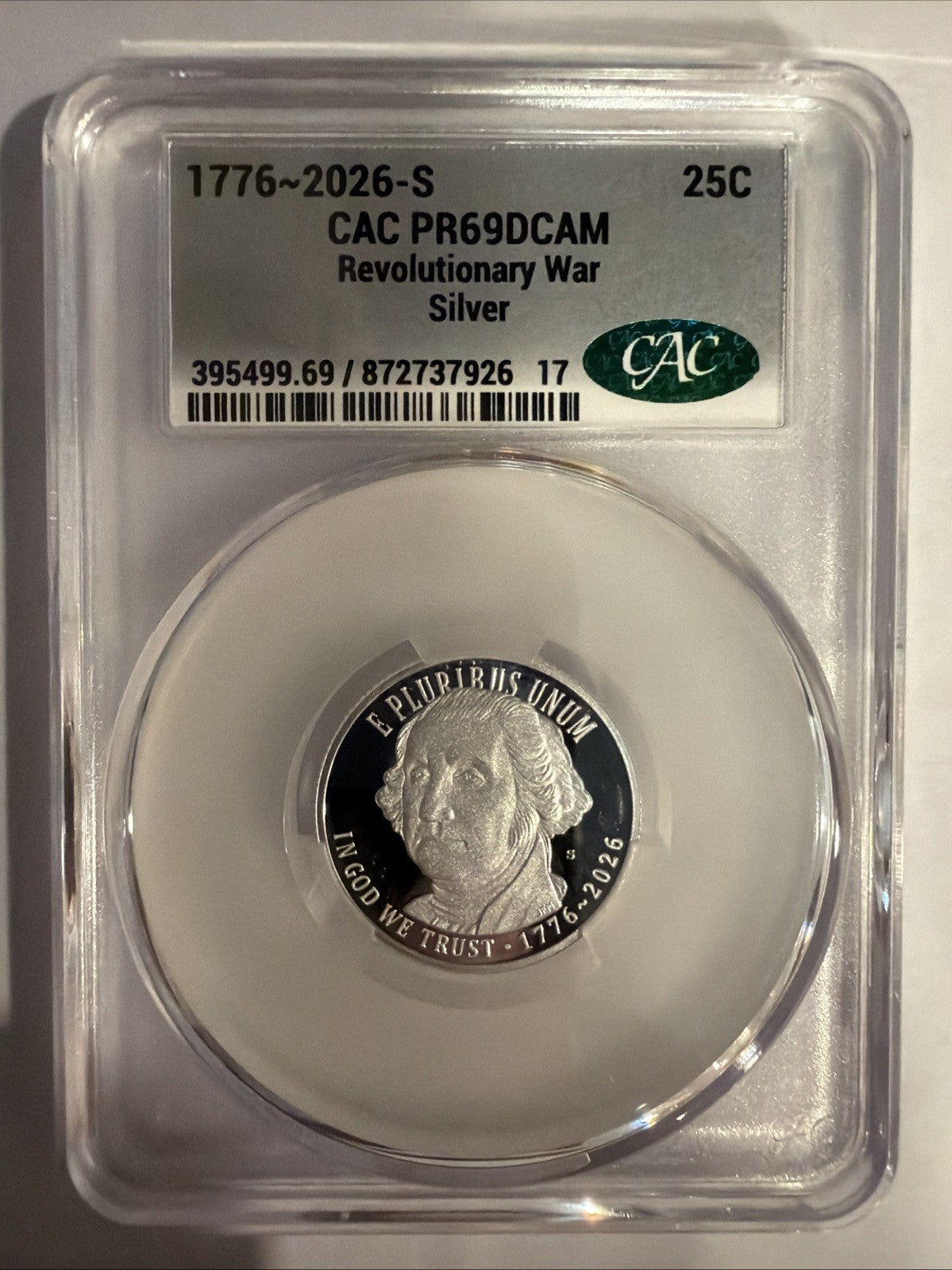 2026-S Revolutionary War Silver 25C CACG PR69DCAM0