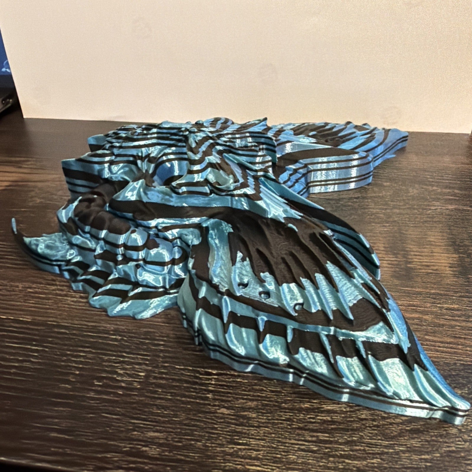 Teal Black Butterfly-skeleton face wall decor 3D Print2