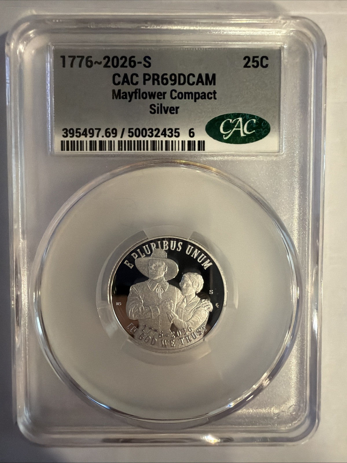 2026-S Mayflower Compact Silver 25C CACG PR69DCAM0