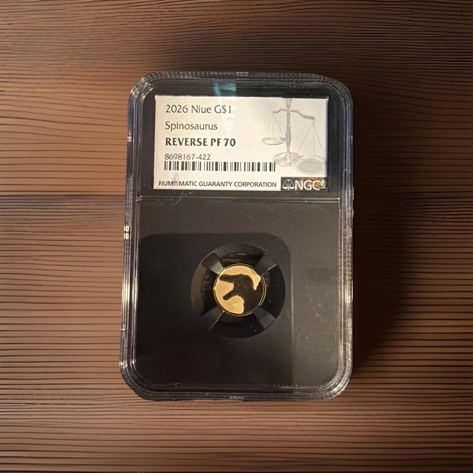 2026 Niue 1g Gold Spinosaurus NGC PF70 Reverse Proof Dinosaur Coin4