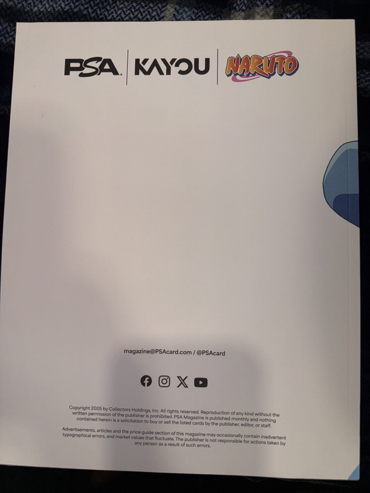 PSA Magazine December 2025  Volume 21 NO PROMO CARD JUST MAGAZINE - KAYOU NARUTO1