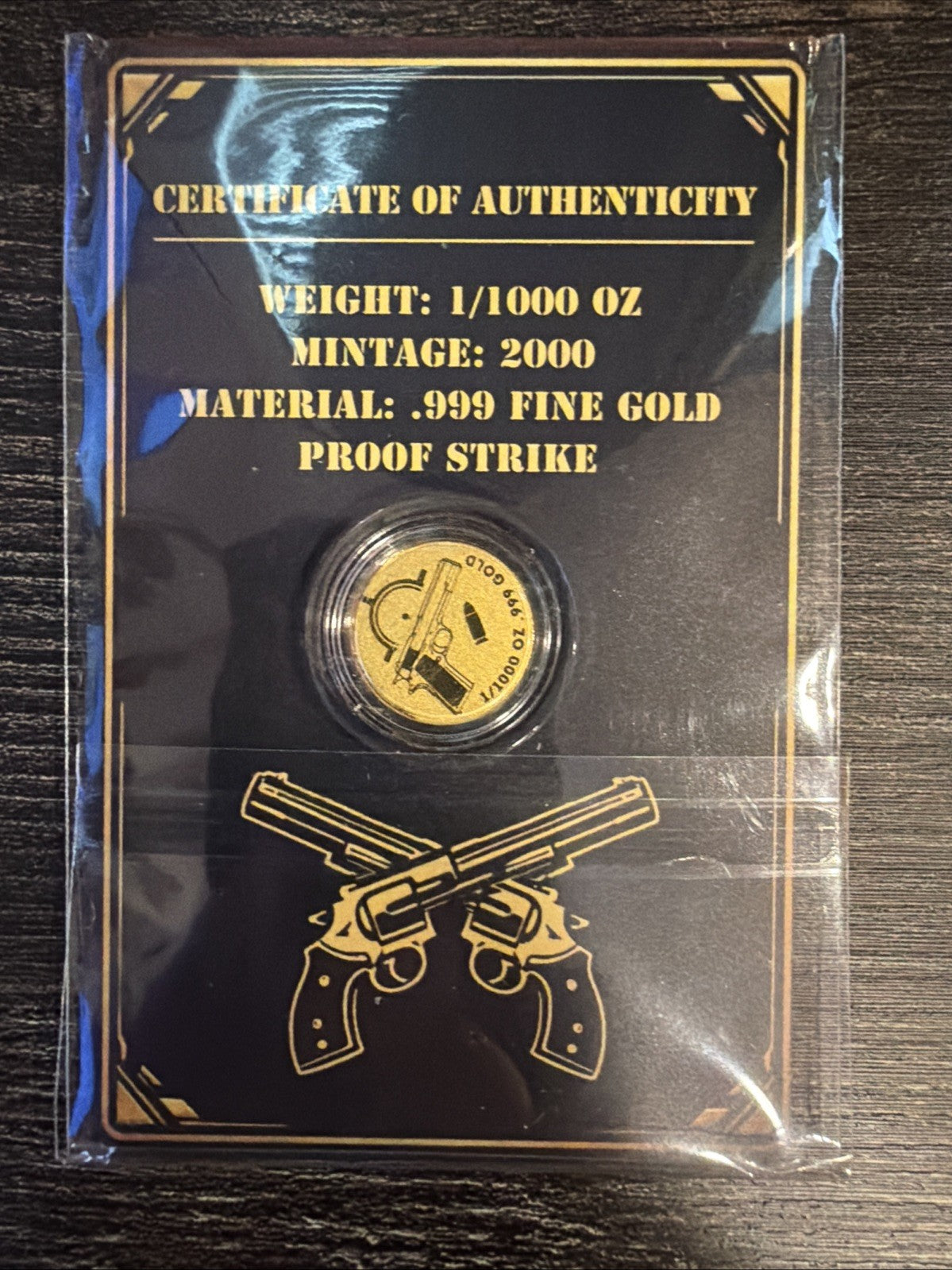 2nd Amendment 1/1000 oz Proof Strike Gold. Only 2000 MINTED. .999 fine Gold1