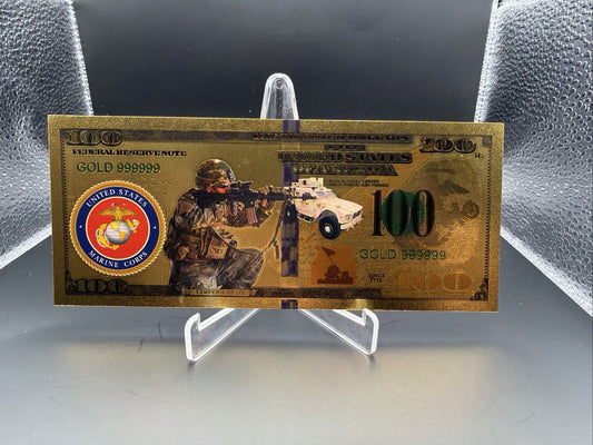 24k Gold Foil Plated United States Military Marine Corps Banknote0