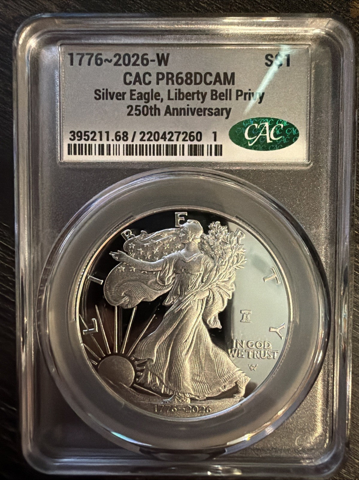 1776~2026 W Proof $1 American Silver Eagle CAC PR68DCAM Liberty Bell Privy0