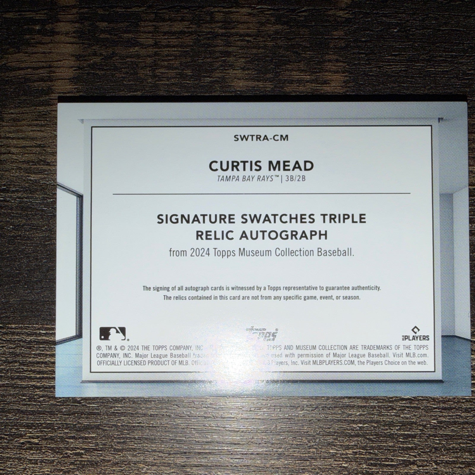 2024 Topps Museum Signature Swatches Triple Curtis Mead SWTRA-CM /99 AU, MEM, RC1