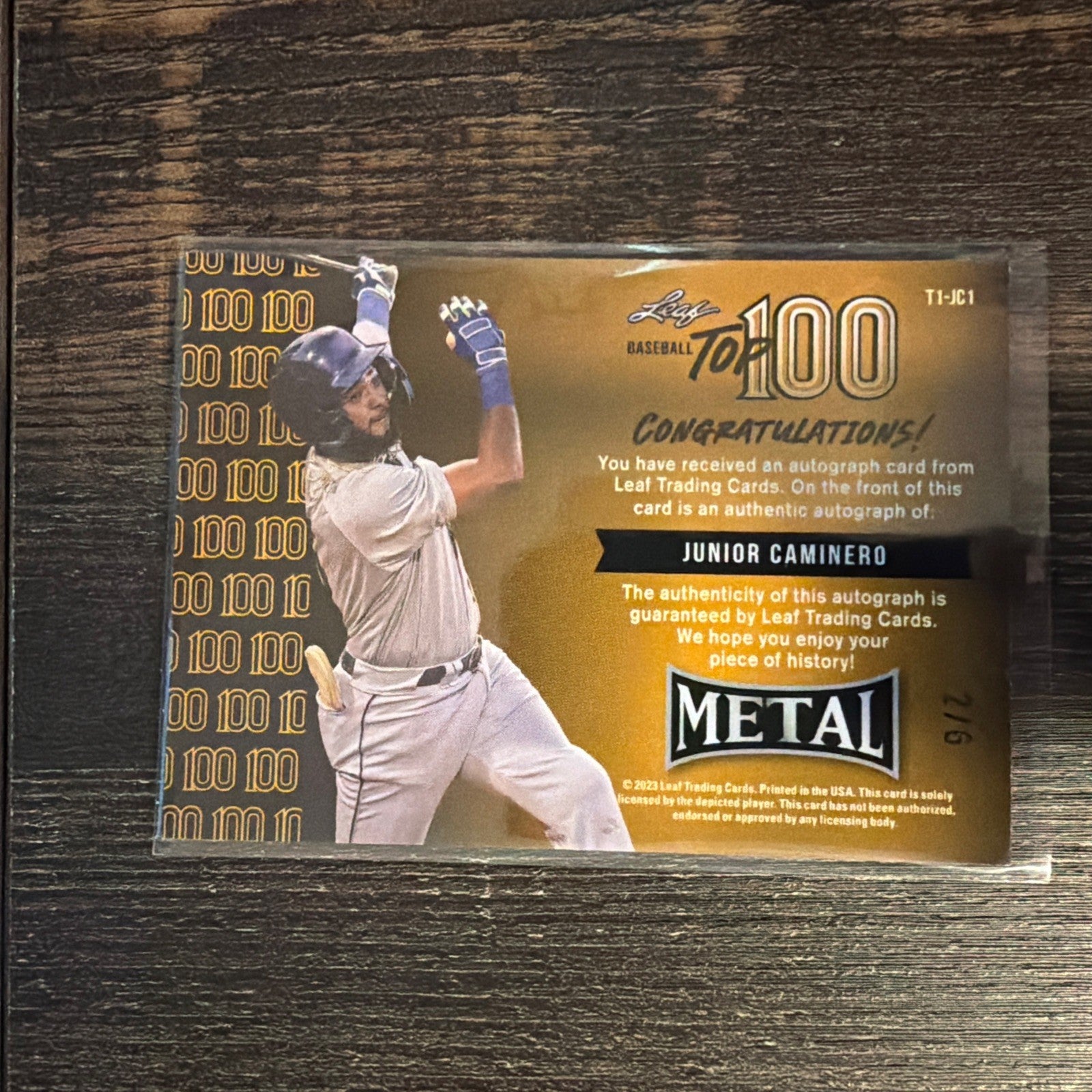 2023 Leaf Metal Junior Caminero Auto Rookie SP 6/6 Top 100 Green MINT!1
