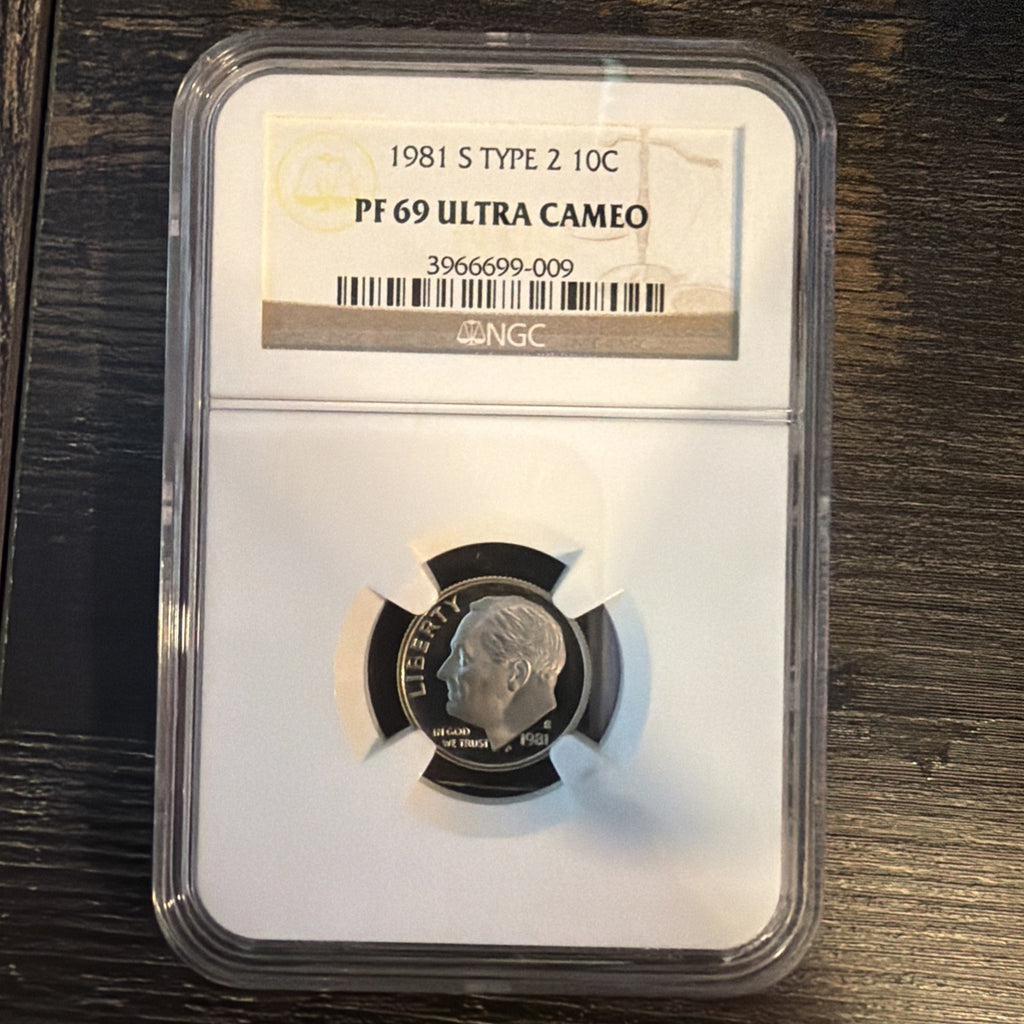 1981-S Type 1, Proof Roosevelt Dime, Graded PF69UC NGC * OSR Patriotic Label0