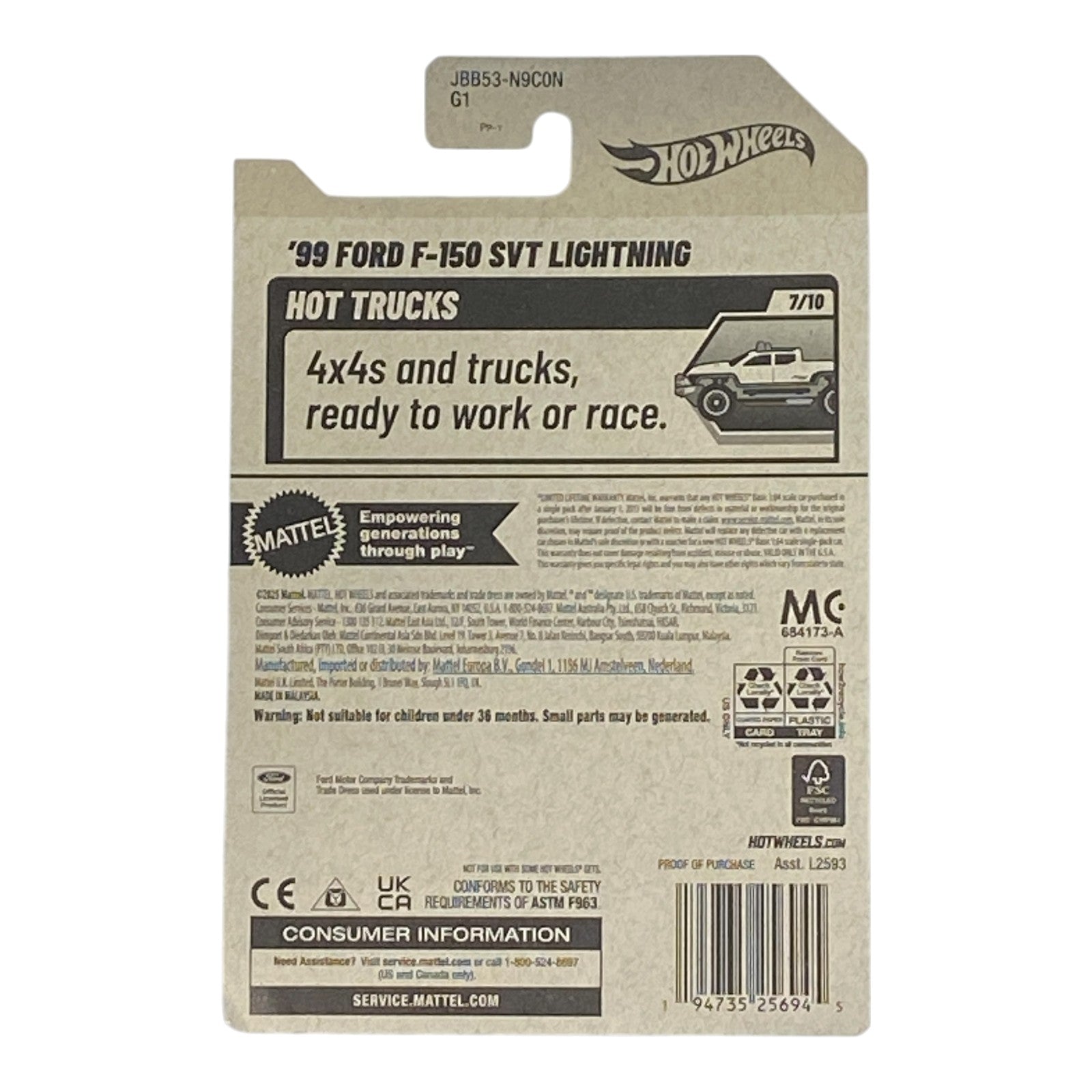 Hot Wheels '99 Ford F-150 SVT Lightning - Hot Trucks Series 7/10