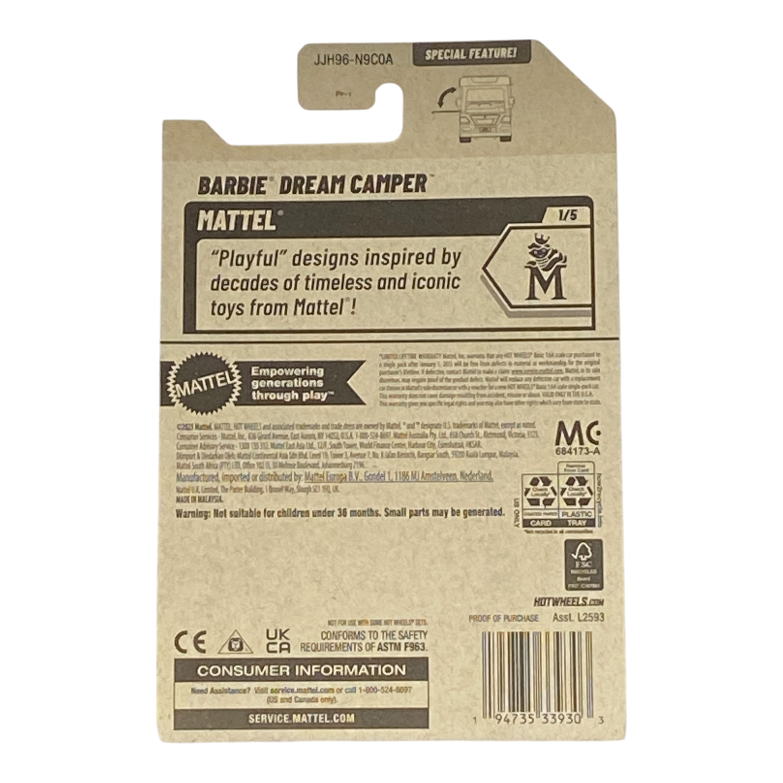 Hot Wheels Barbie Dream Camper - Mattel Series 1/5