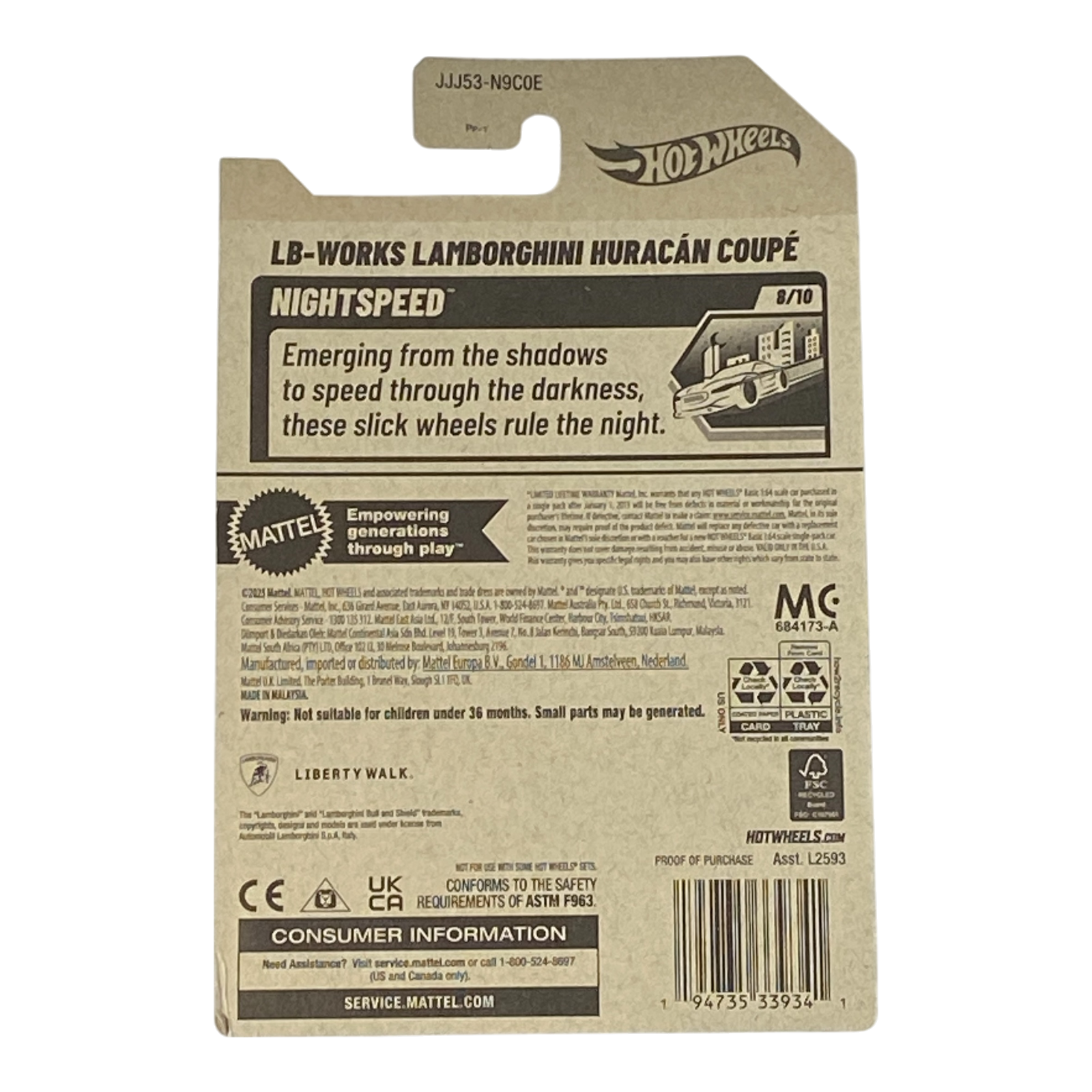 Hot Wheels LB-Works Lamborghini Huracan Coupe - Nightspeed Series 8/10