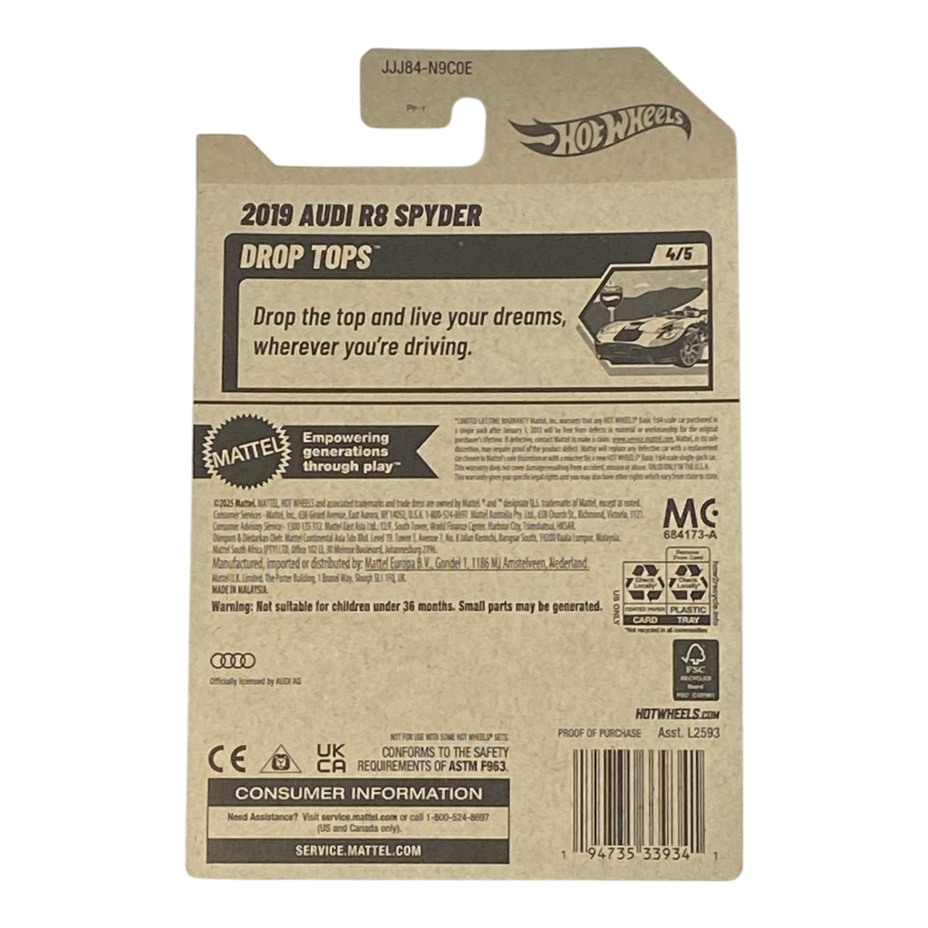 Hot Wheels 2019 Audi R8 Spyder - Drop Tops Series 4/5