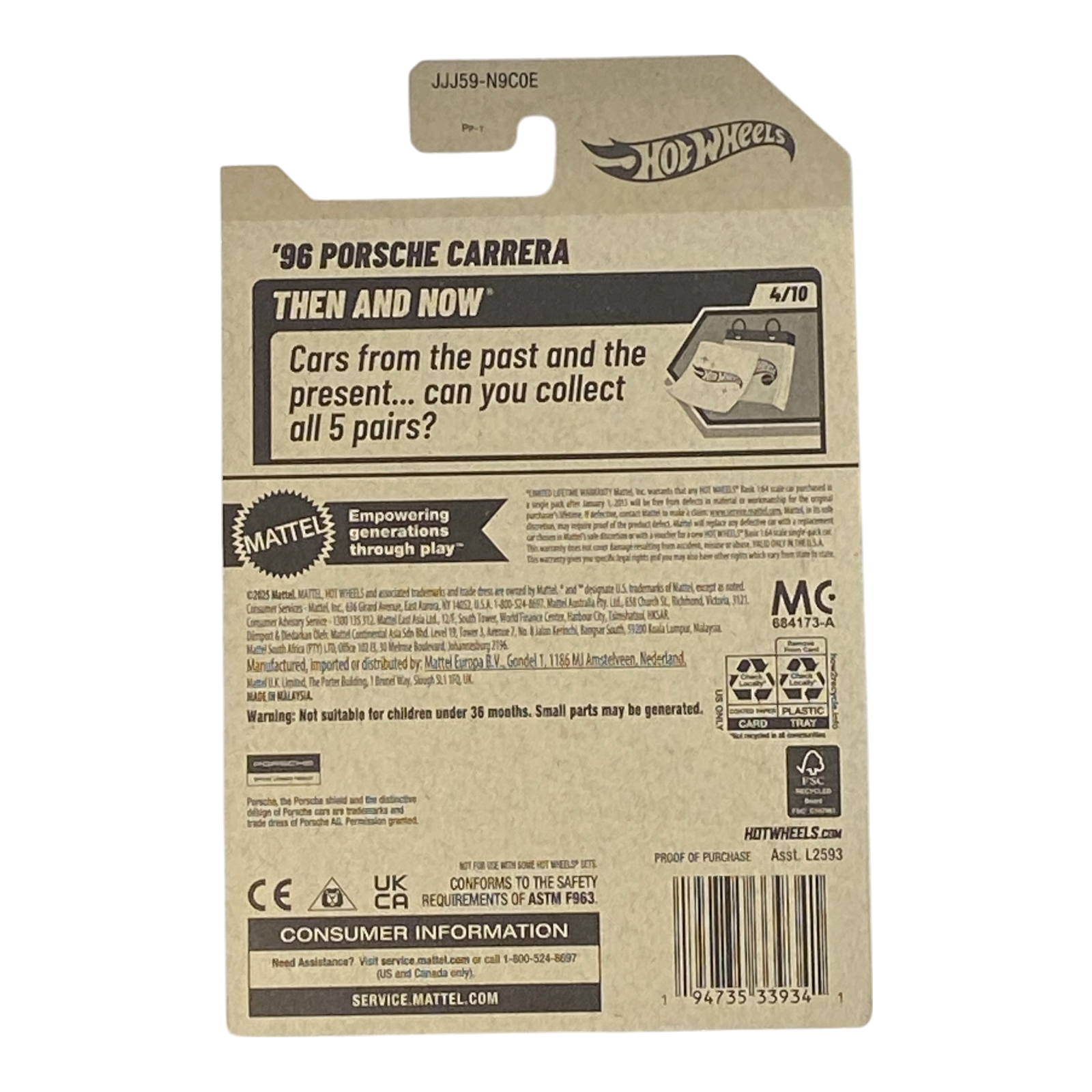 Hot Wheels '96 Porsche Carrera - Then and Now Series 4/10