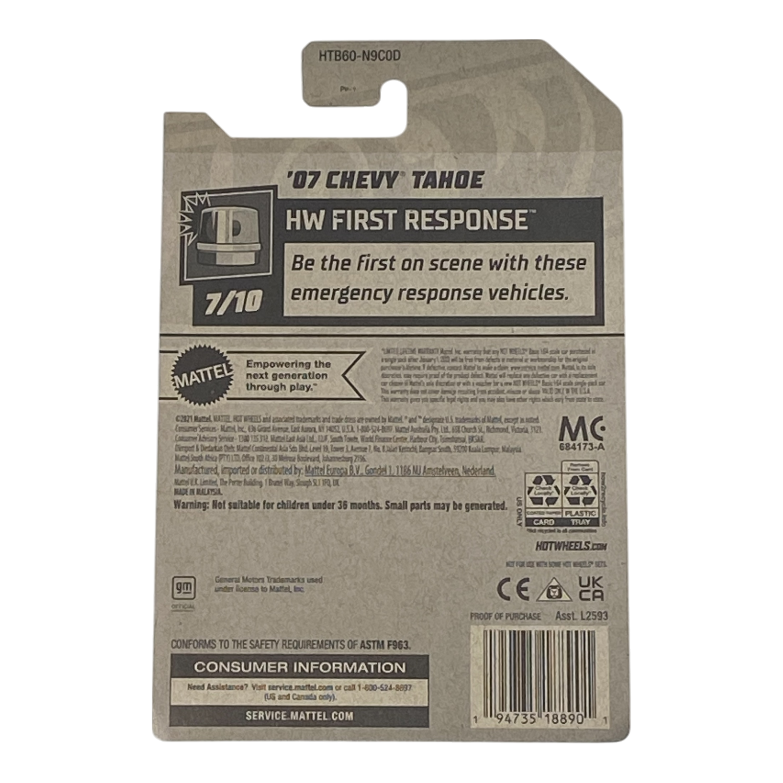 Hot Wheels '07 Chevy Tahoe - First Response Series 7/10