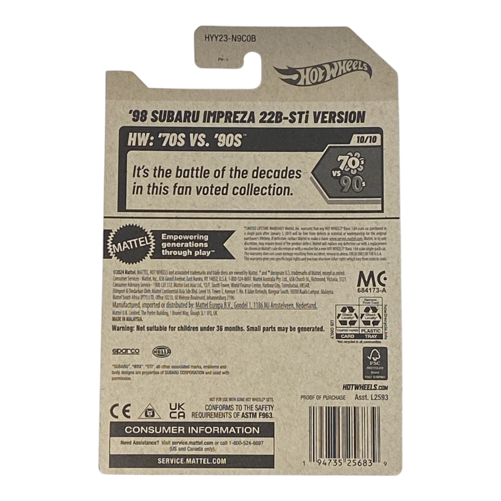 Hot Wheels '98 Impreza 22B-STi Version - HW: '70s VS. '90s Series 10/10