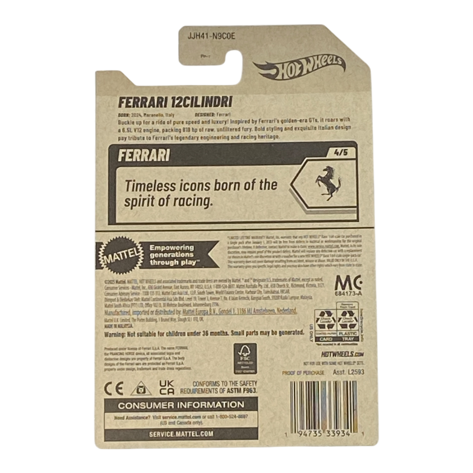 Hot Wheels Ferrari 12Cilindri - Ferrari Series 4/5