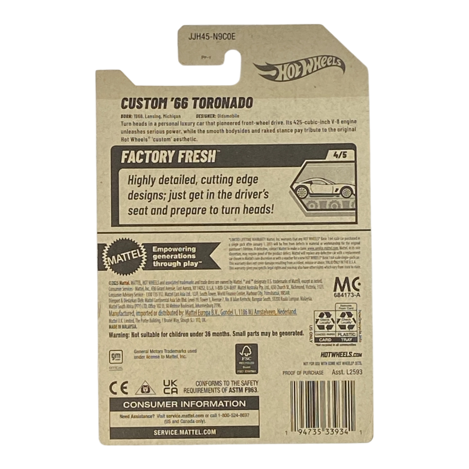 Hot Wheels Custom '66 Toronado - Factory Fresh Series 4/5