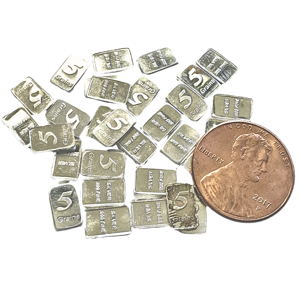Lot of 10 – 5 Grain Solid Silver .999 Fine Micro Bars (1 Gram Total)