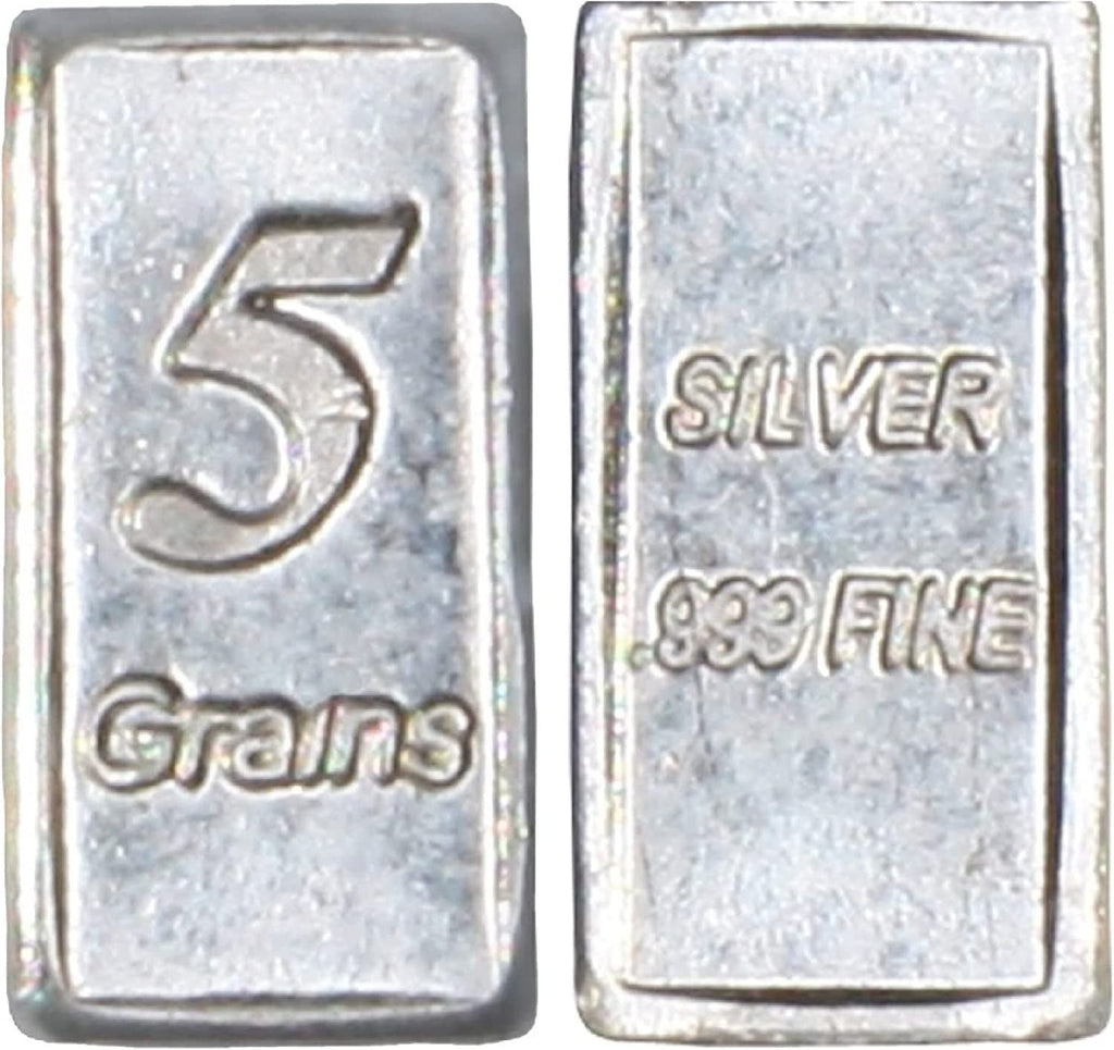 Lot of 10 – 5 Grain Solid Silver .999 Fine Micro Bars (1 Gram Total)