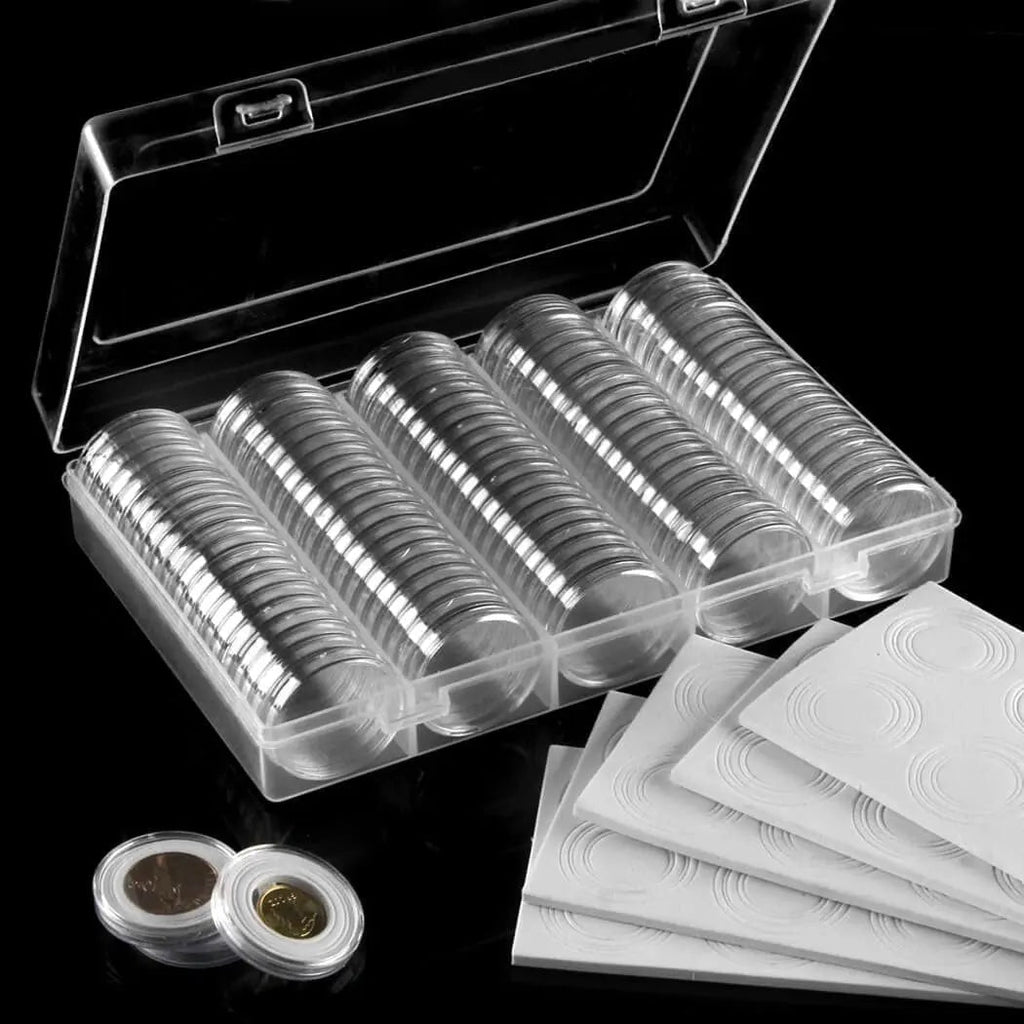 100-Piece Coin Capsule Storage Case | 30mm | Fits Silver Eagles, Quarters & More