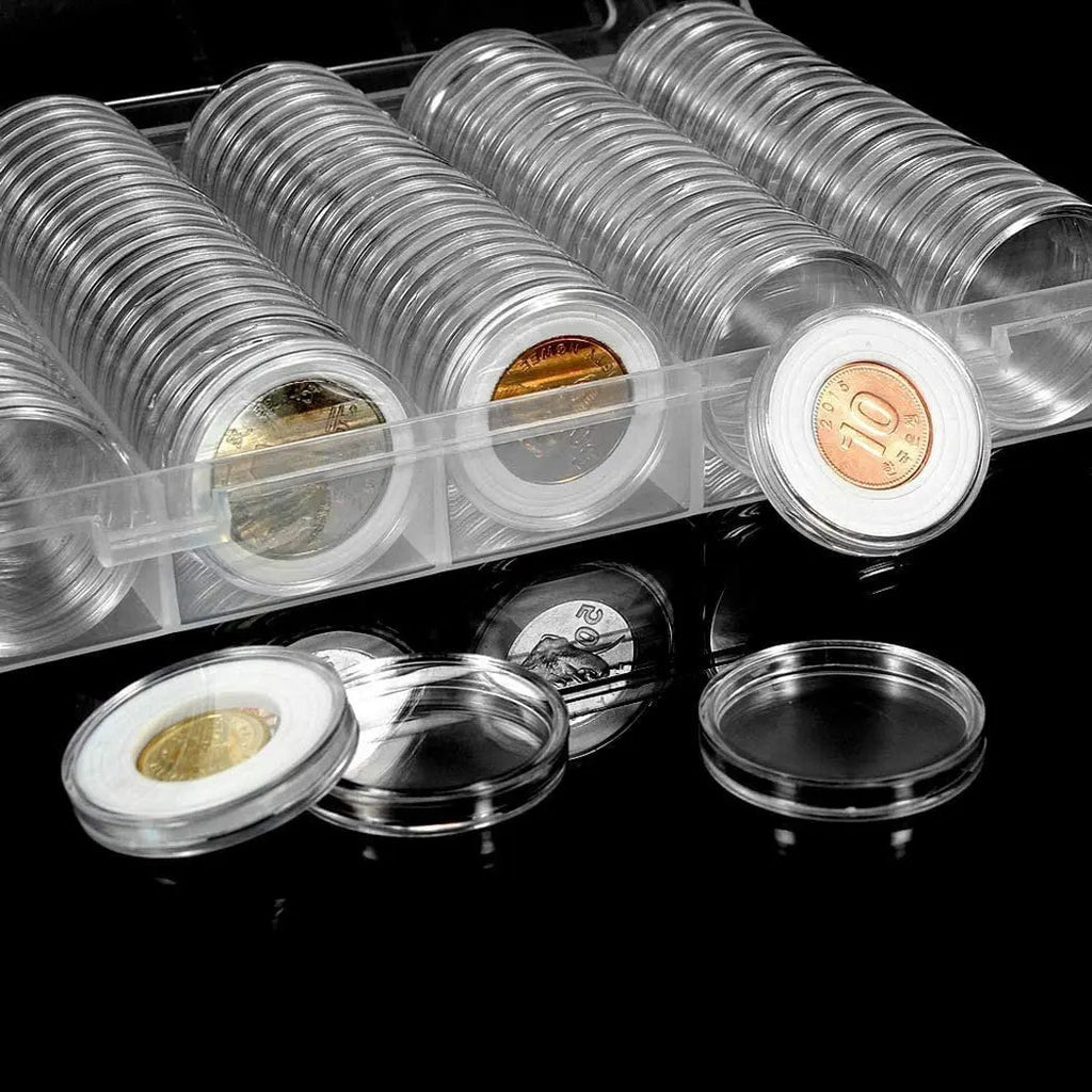 100-Piece Coin Capsule Storage Case | 30mm | Fits Silver Eagles, Quarters & More