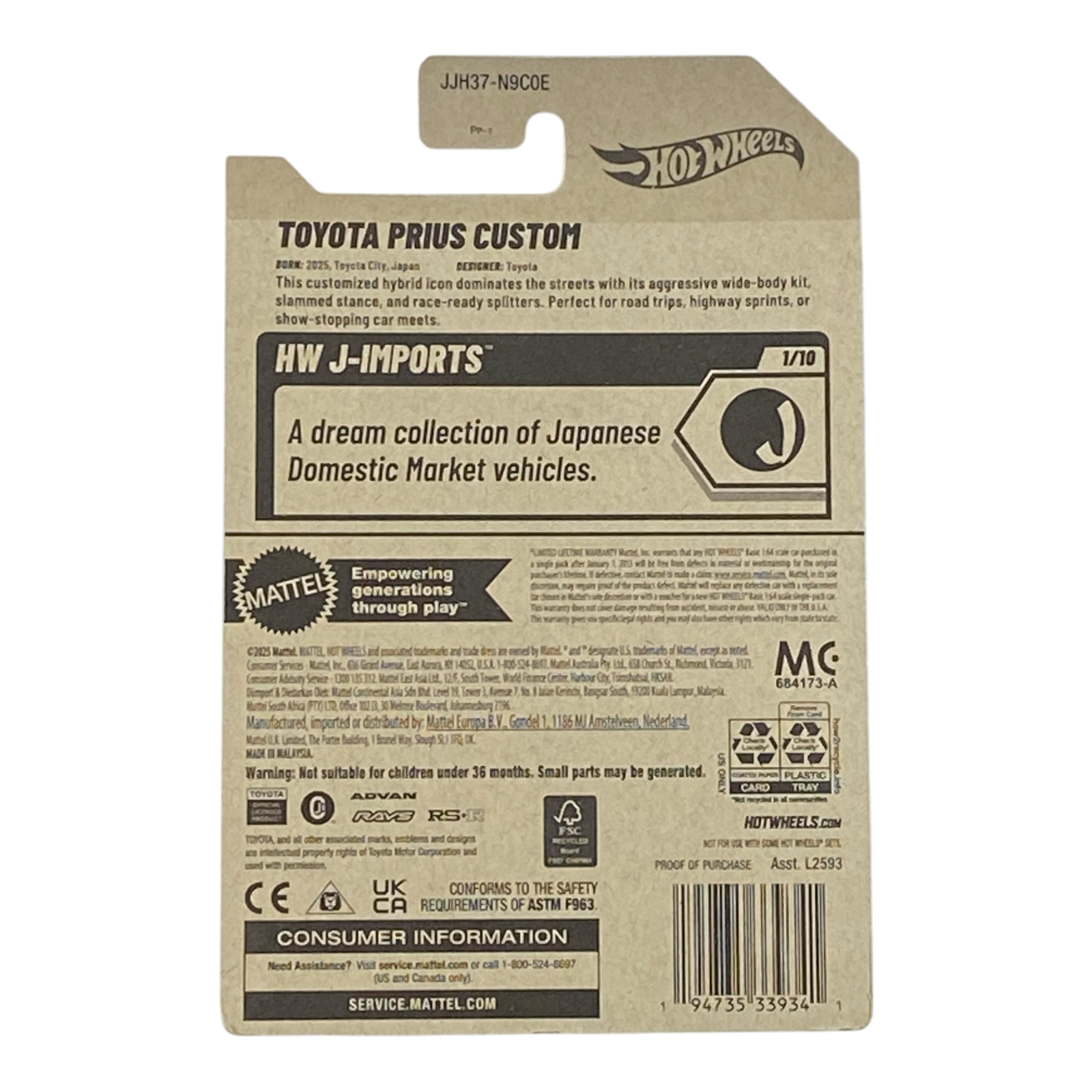 Hot Wheels Toyota Prius Custom - HW J-Imports Series 1/10